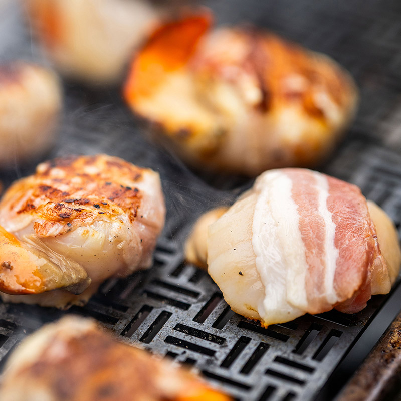Bacon Wrapped Scallops Over Charcoal